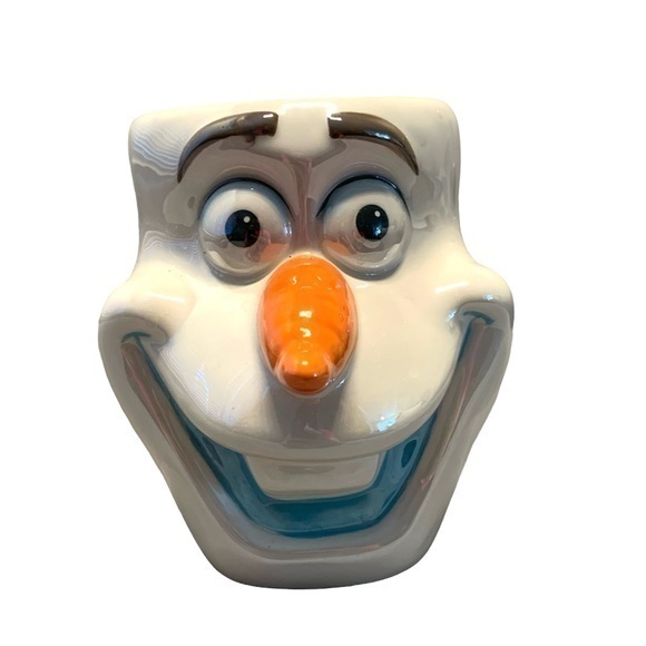 Disney Frozen Olaf Snowman Christmas Snowflake Coffee Mag Cup White Blue Orange - Picture 1 of 12